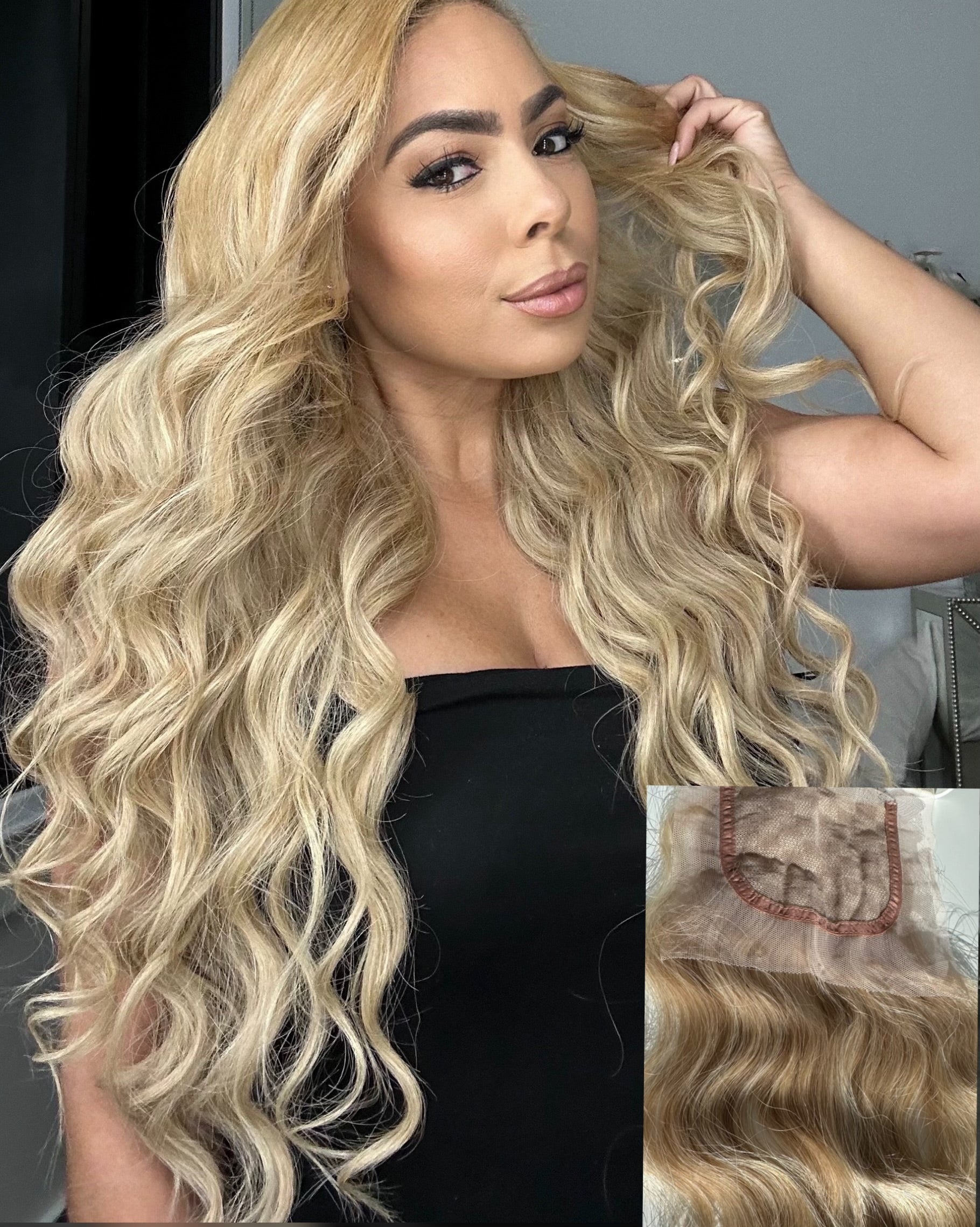 Shop Raw Blonde Swirl Closure 100% Human Hair Extensions
