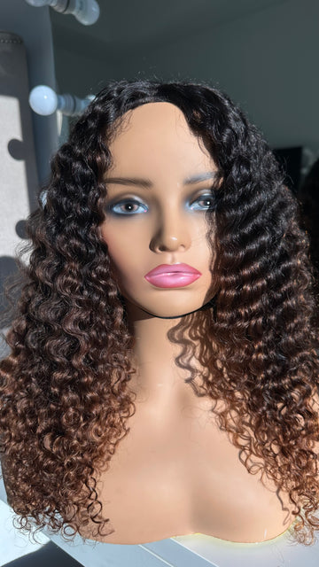 CUSTOM COLORED: HD BRAZILIAN  CURLY CLOSURE WIG 5x5 20"