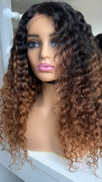 CUSTOM COLORED: HD INDIAN  CURLY CLOSURE WIG 5x5 20"