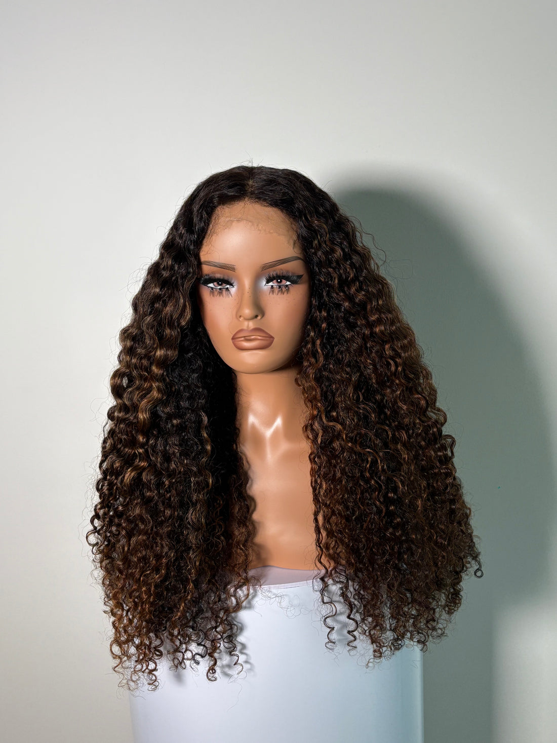 Custom Colored: Brazilian Curly HD Closure Wig 5x5 (HONEY OMBRE)