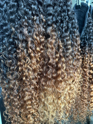 Ombre’: Brazilian Curly Ponytail Custom Colored