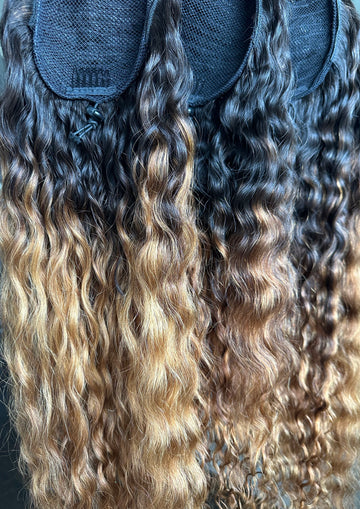 Ombre’: Indian Curly Ponytail Custom Colored