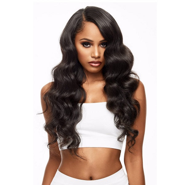 Hairareus Indian Wavy Clip-In Hair Extensions worn by a model
